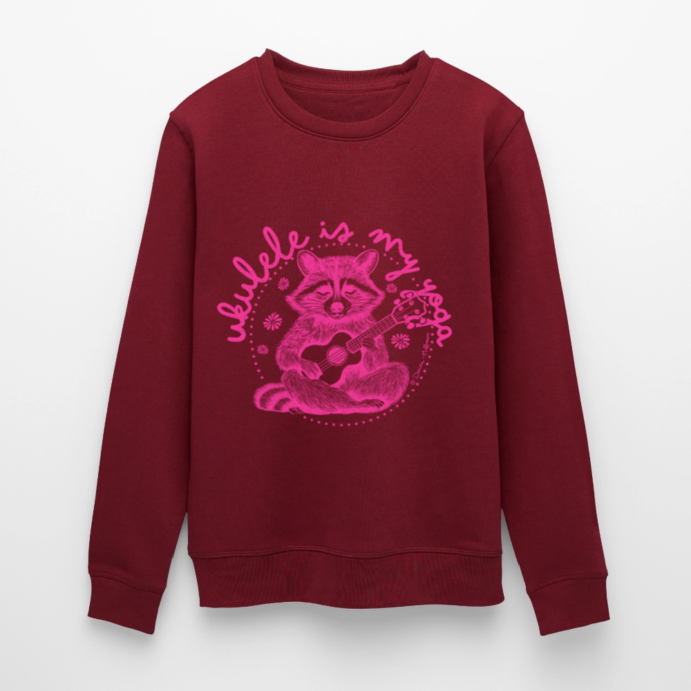 Ukulele-Sweatshirt - "Ukulele is my yoga" - Burgunderrot