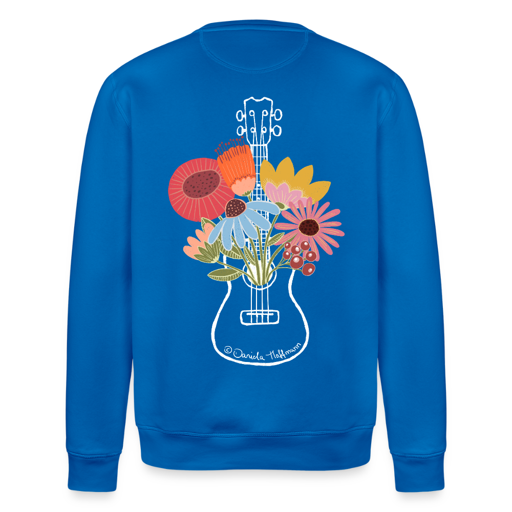 Ukulele-Sweatshirt - "Flower Power" - Königsblau