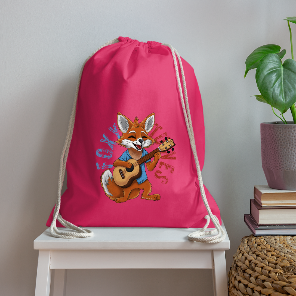 Ukulele Turnbeutel - Ukulele-Fuchs - handgezeichnetes Design - Fuchsia