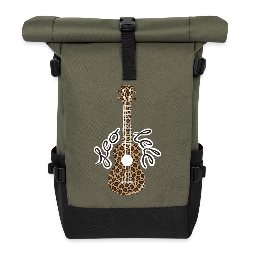 Ukulele Rolltop Rucksack "Leo-lele" - Olive/Schwarz