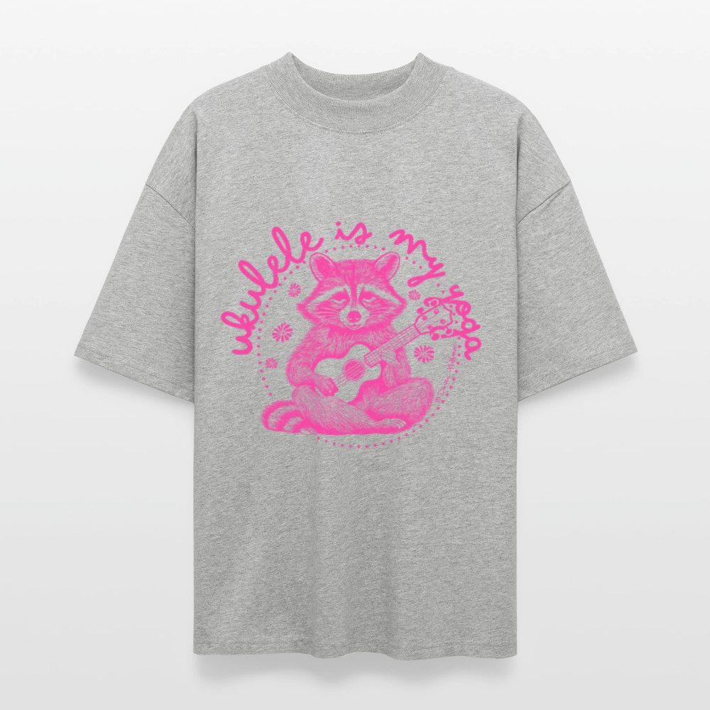 Ukulele Damen T-Shirt - "Ukulele is my yoga" - CURVY VIBES - Grau meliert