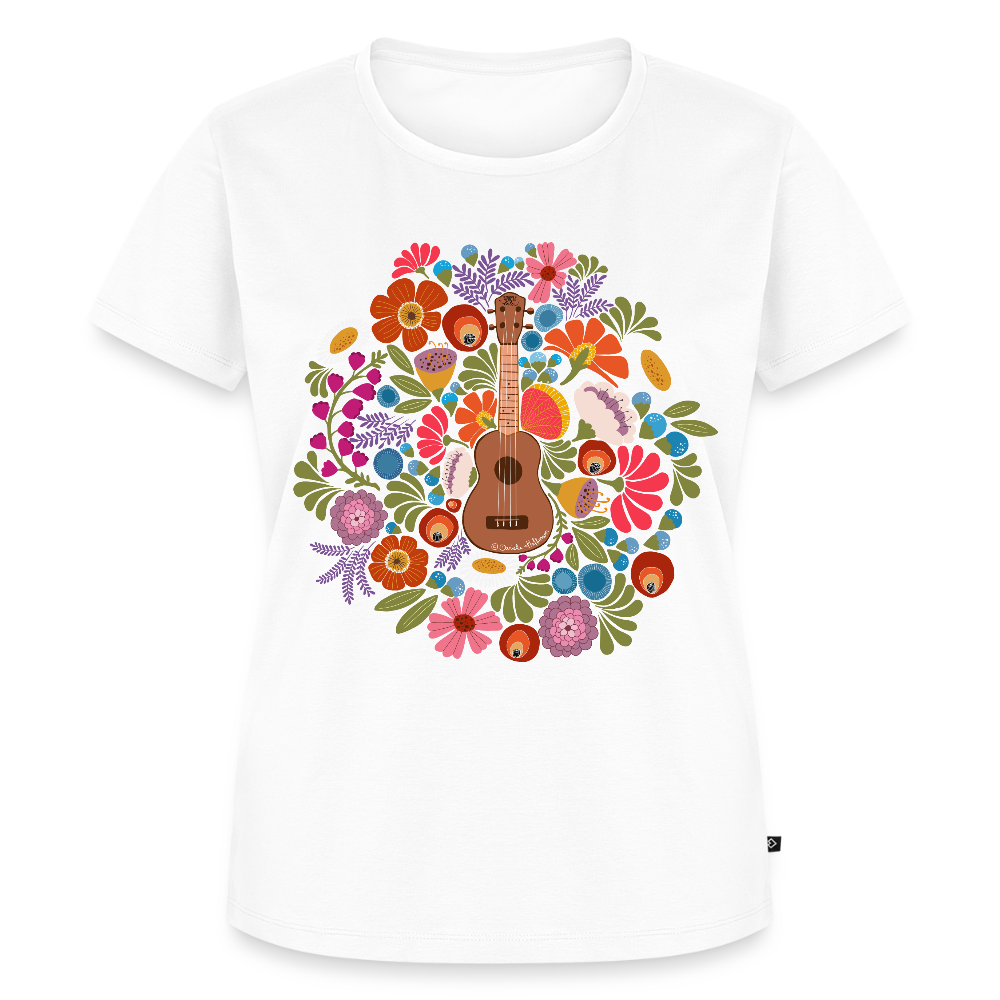 Damen Premium T-Shirt - Ukulele im Blumenmeer - Weiß