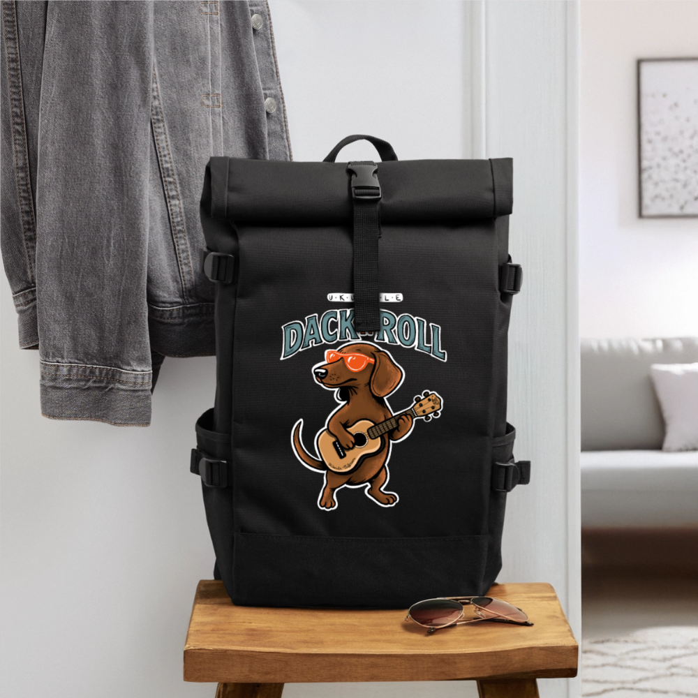 Ukulele Rolltop Rucksack „Dack’n’Roll“ - Schwarz