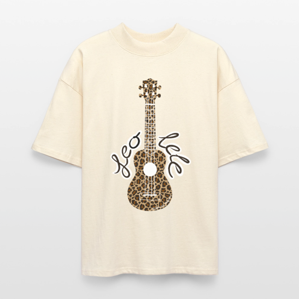 Ukulele Damen T-Shirt - "Leo-lele" - CURVY VIBES - Weißgrau