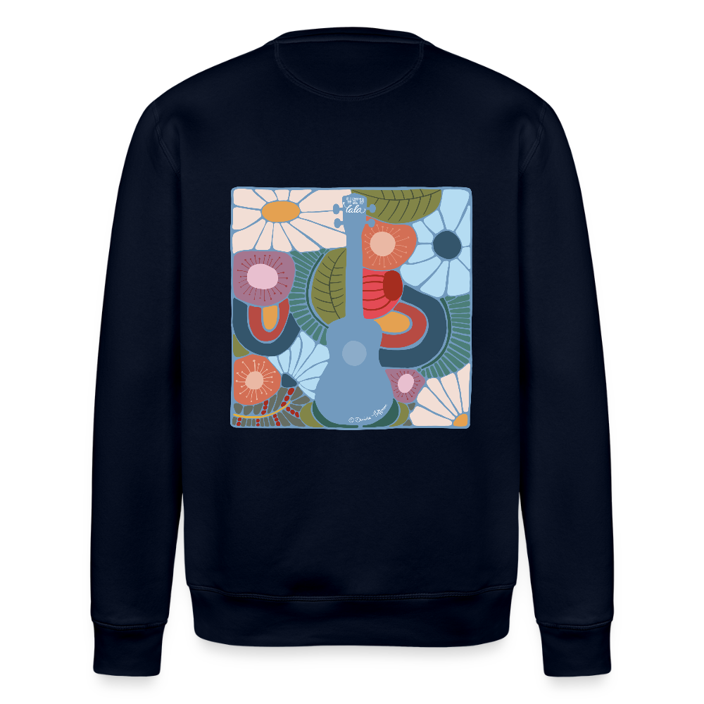 Ukulele-Sweatshirt - "Modern Flowers" - Navy