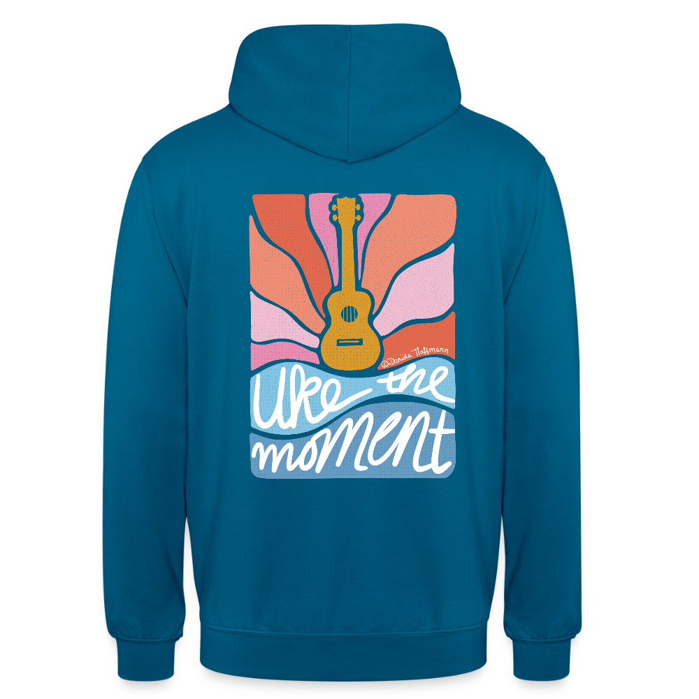 Ukulele Unisex Hoodie - "Uke the moment" - Tiefseeblau
