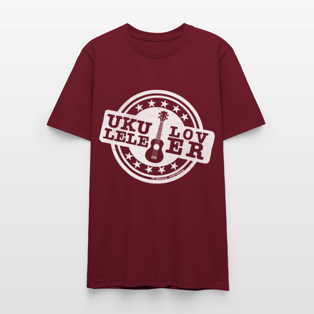 Unisex Ukulele-T-Shirt - "Let your music take flight" - Burgunderrot