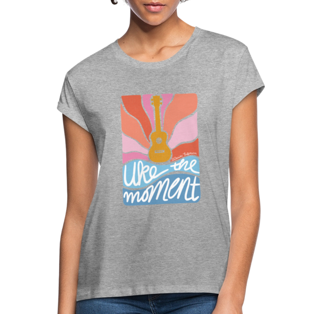 Ukulele Damen T-Shirt - "Uke the moment" - Grau meliert