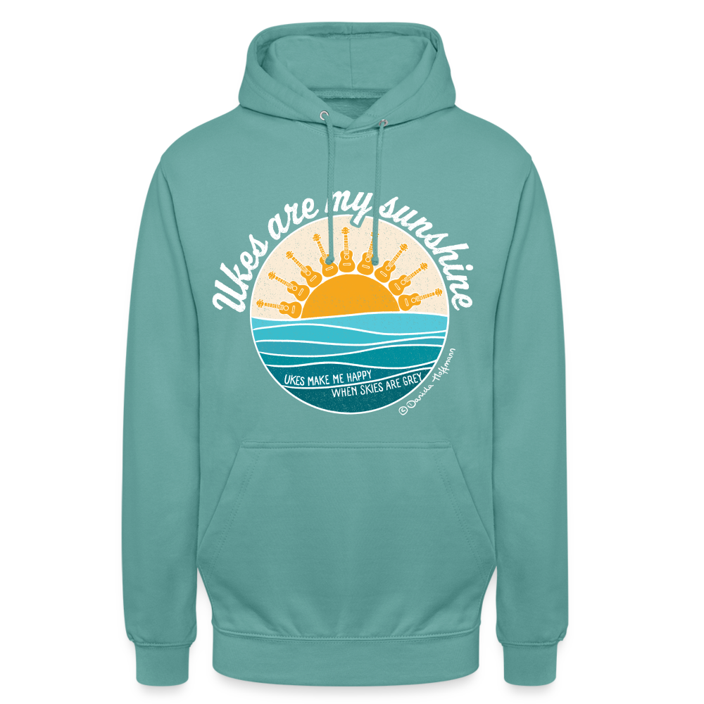 Ukulele Unisex Hoodie - "Ukes are my sunshine" - blue edition - Pastelltürkis
