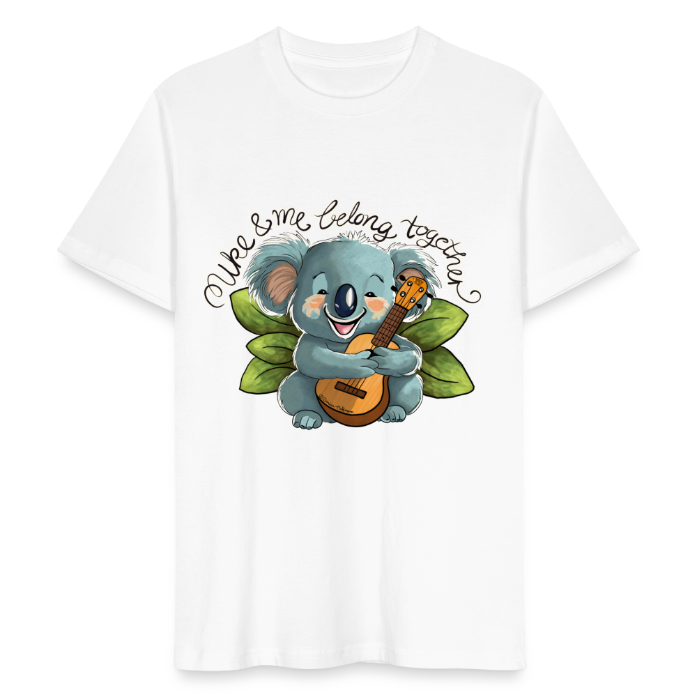 Ukulele T-Shirt Unisex - Uke & me belong together - handgezeichnetes Design - NEU - Weiß