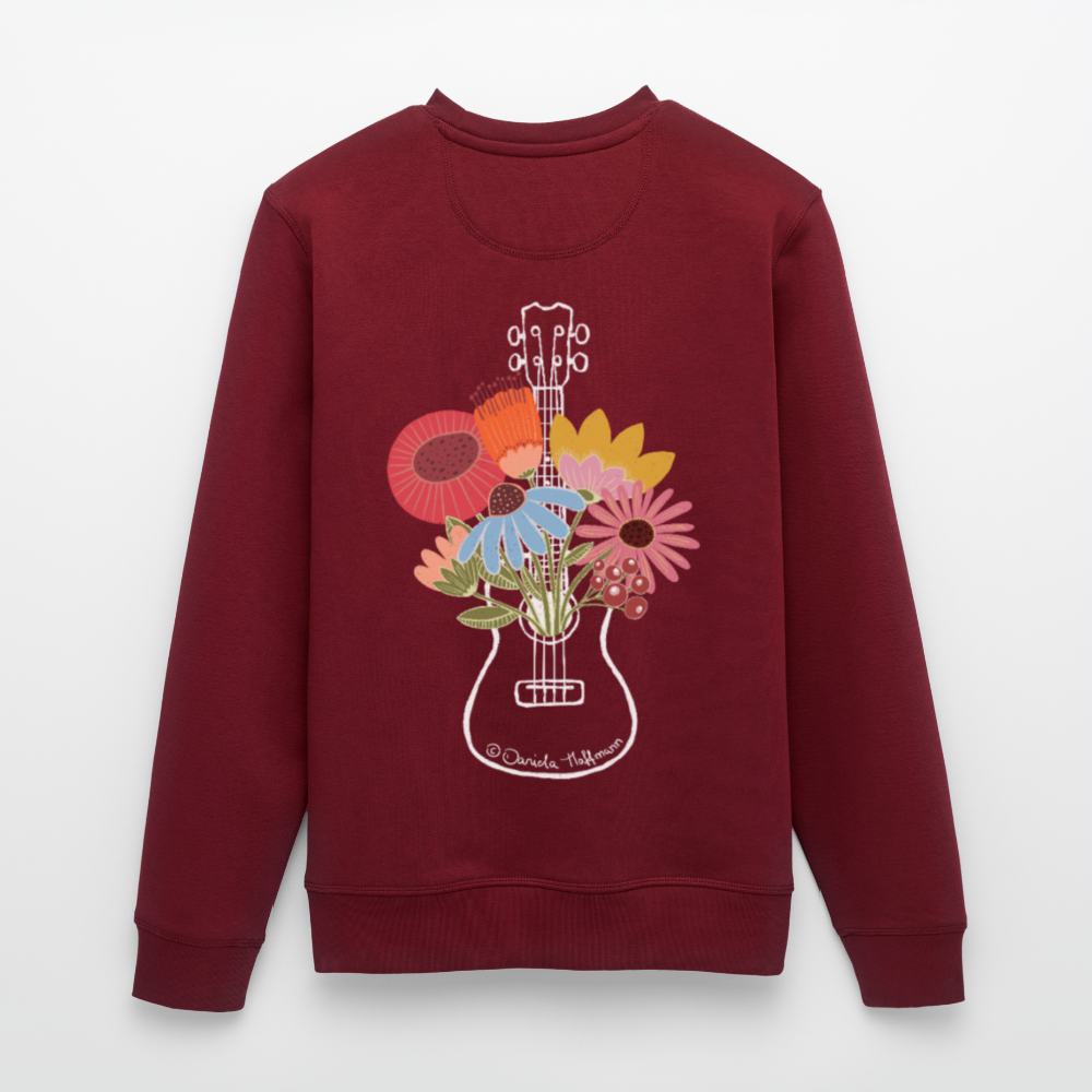 Ukulele-Sweatshirt - "Flower Power" - Burgunderrot