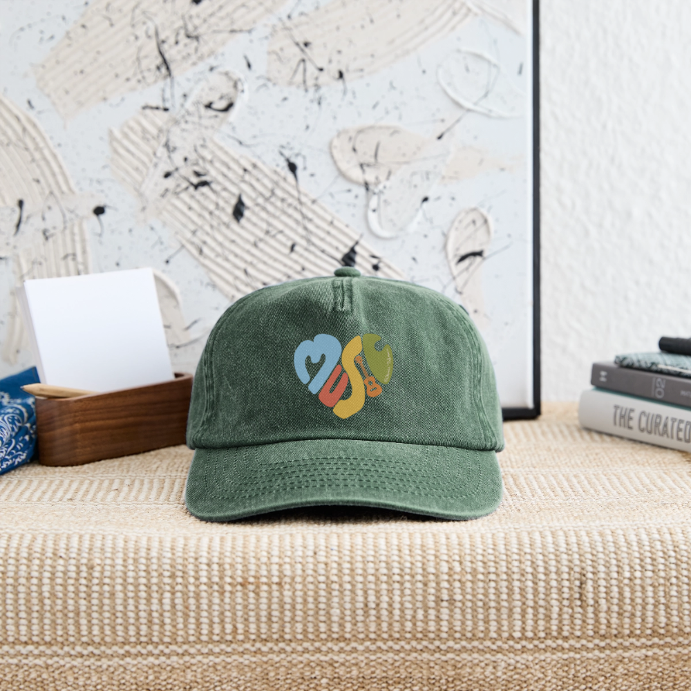 Vintage Cap - "Music Love" - Vintage Flaschengrün