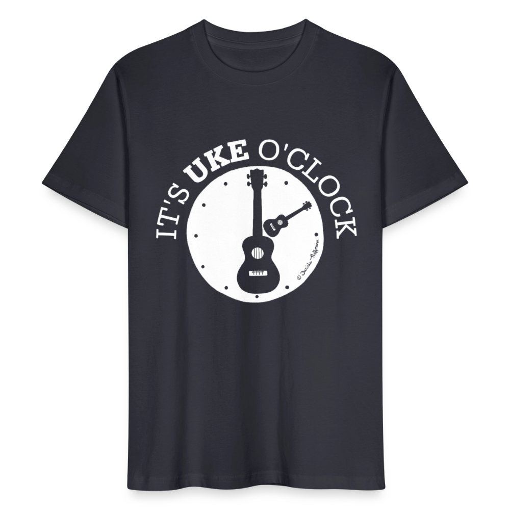 Unisex Ukulele-T-Shirt - "It's UKE o'clock" - Dunkles Graublau