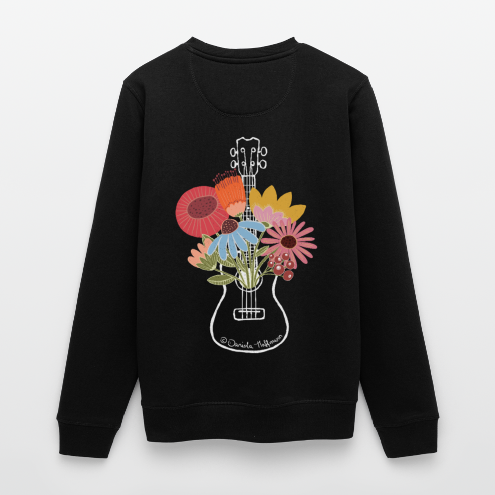 Ukulele-Sweatshirt - "Flower Power" - Schwarz