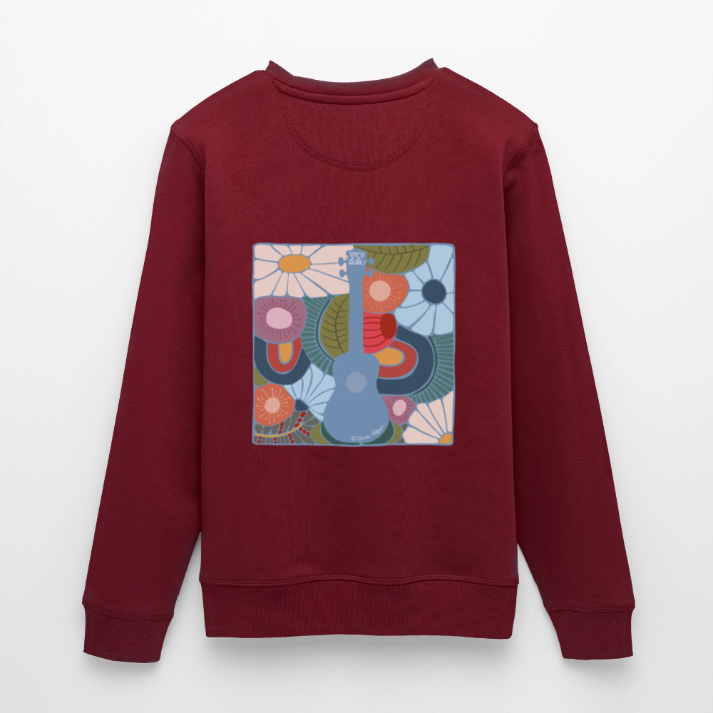 Ukulele-Sweatshirt - "Modern Flowers" - Burgunderrot
