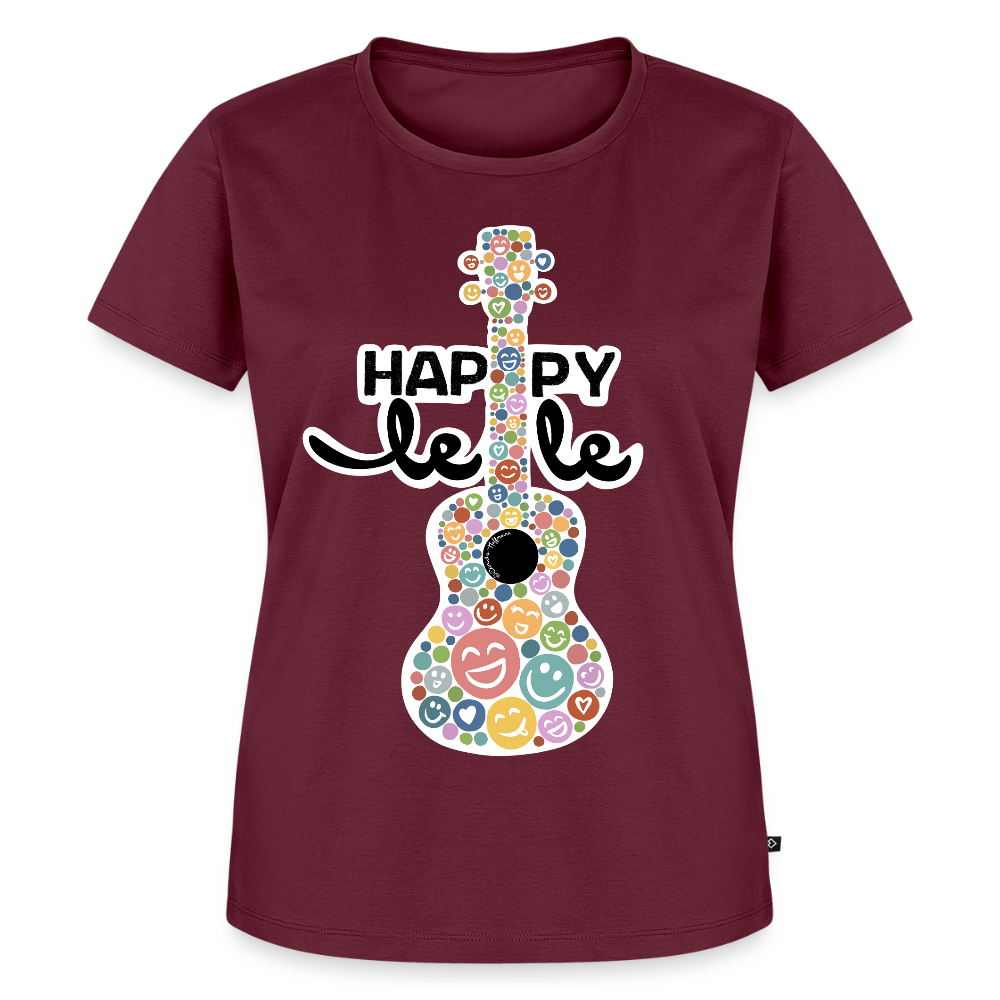 Damen Premium T-Shirt - "HAPPY-lele" - Burgunderrot