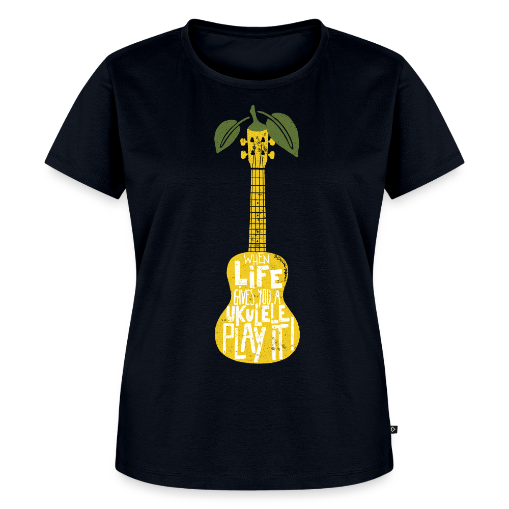 Damen Premium T-Shirt - "When life gives you a Ukulele - Play it!" - Navy