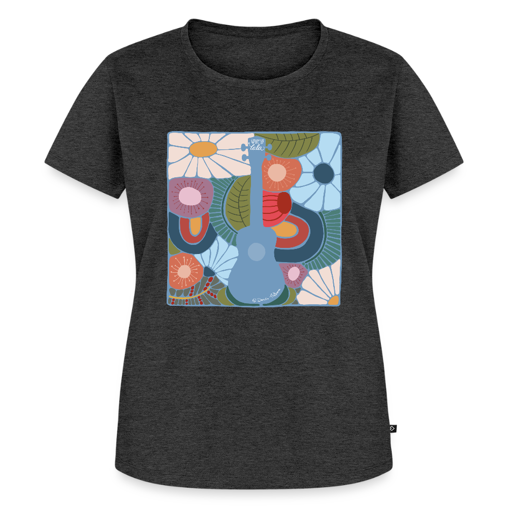 Damen Premium T-Shirt - "Modern Flowers" - Anthrazit meliert