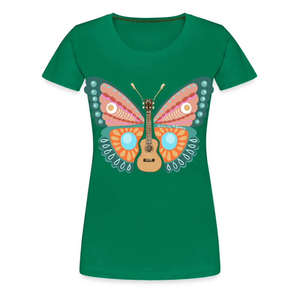 Damen Premium T-Shirt - "Ukulele Schmetterling" - Kelly Green