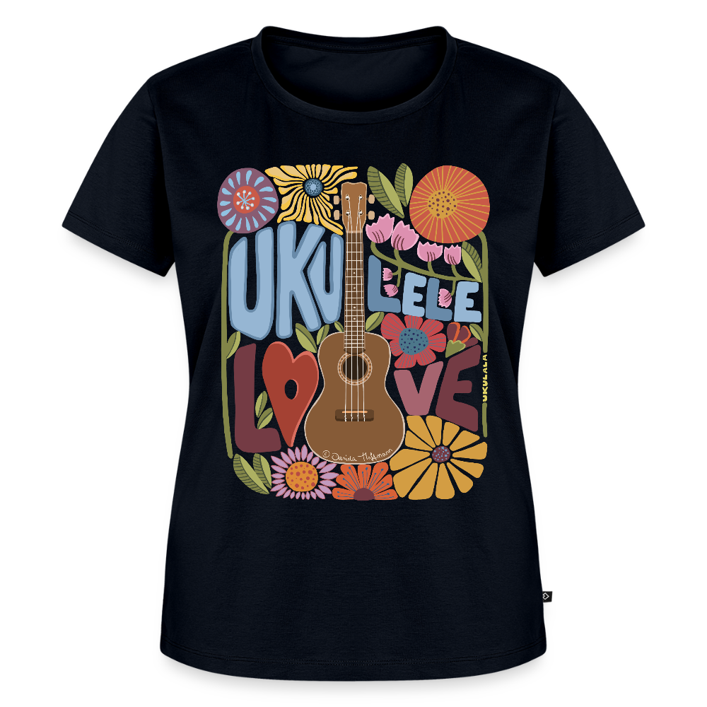 Damen Premium T-Shirt - "Ukulele love" - Navy