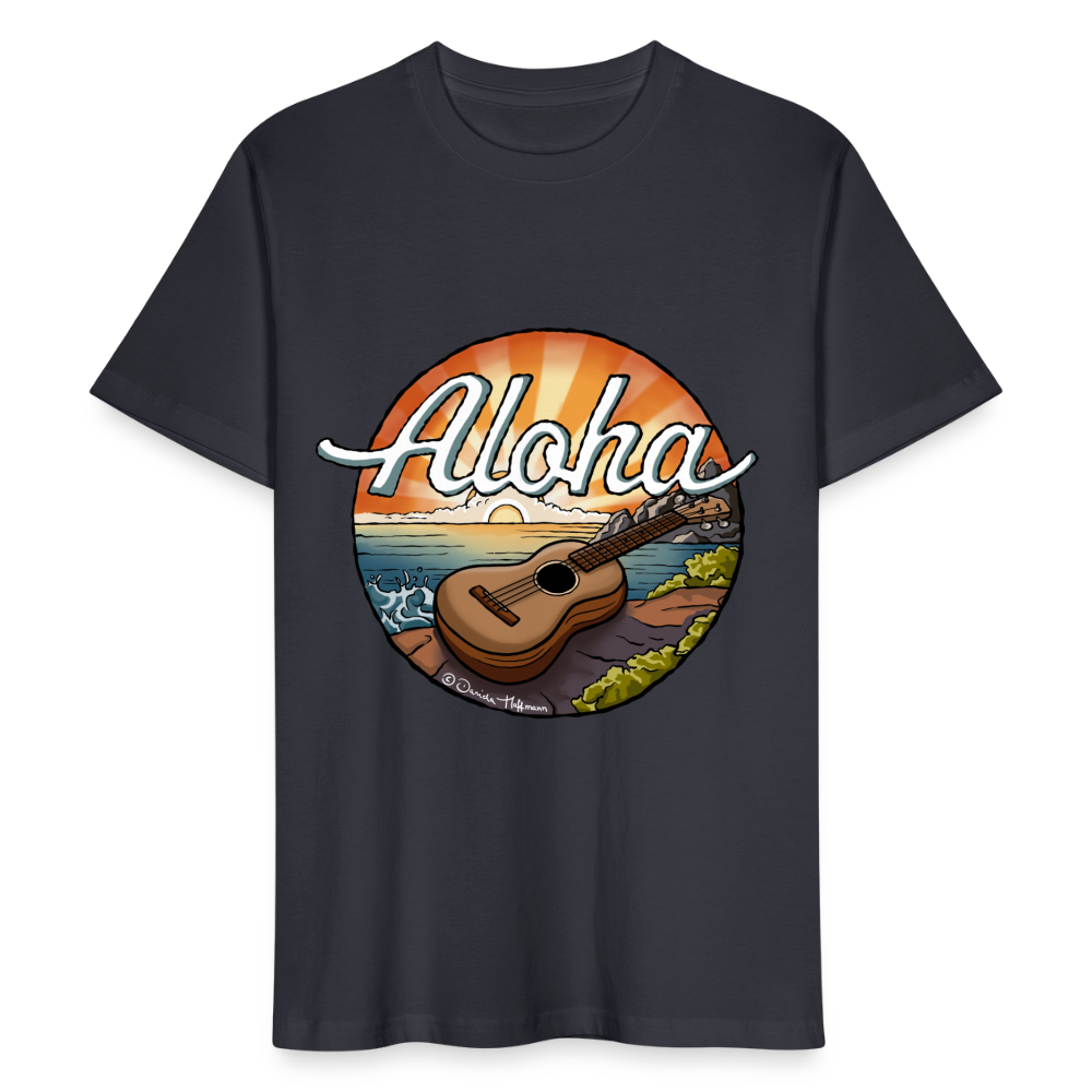 Ukulele T-Shirt Unisex - "Aloha" - Dunkles Graublau