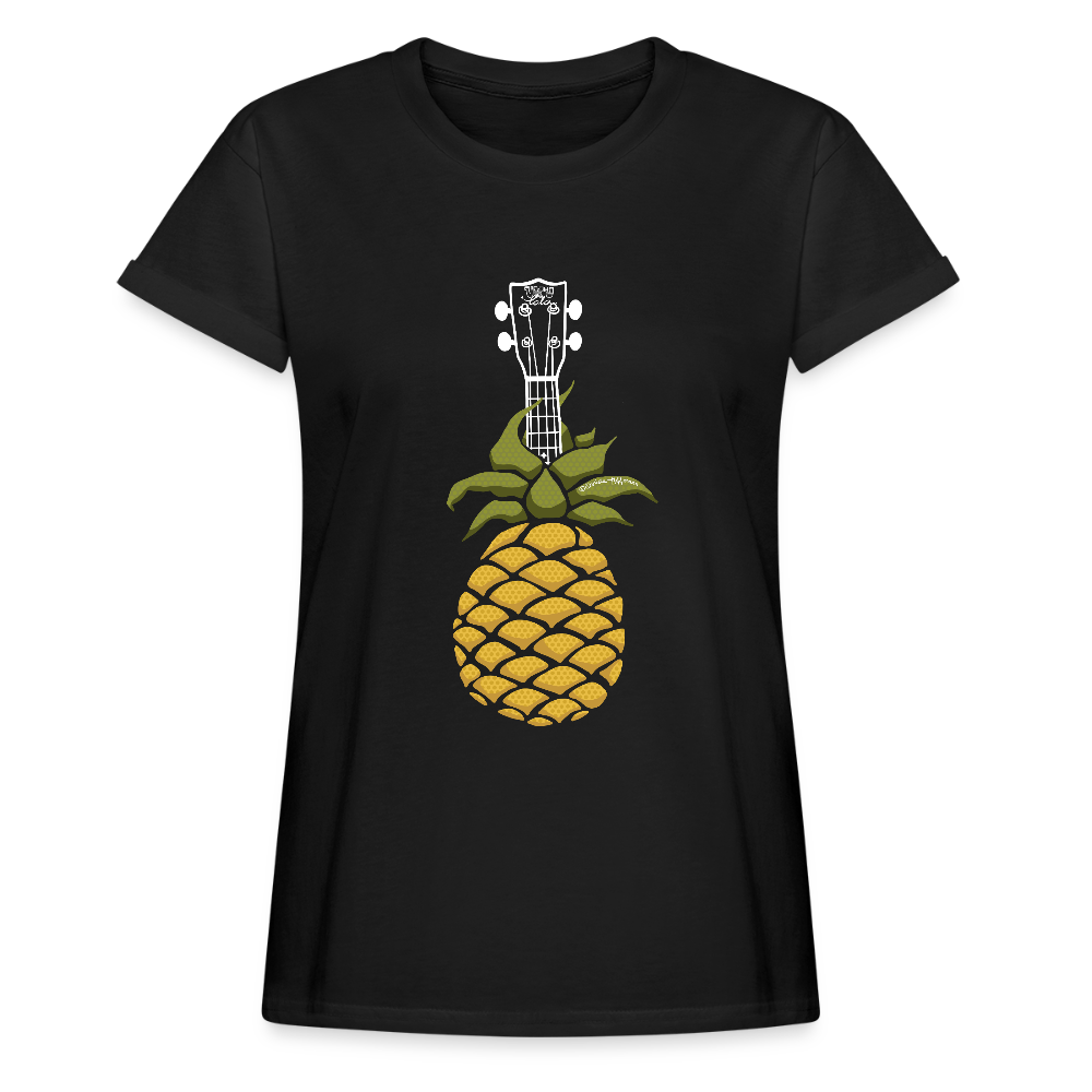 Ukulele Damen T-Shirt - "Pinapple Jam" - Schwarz