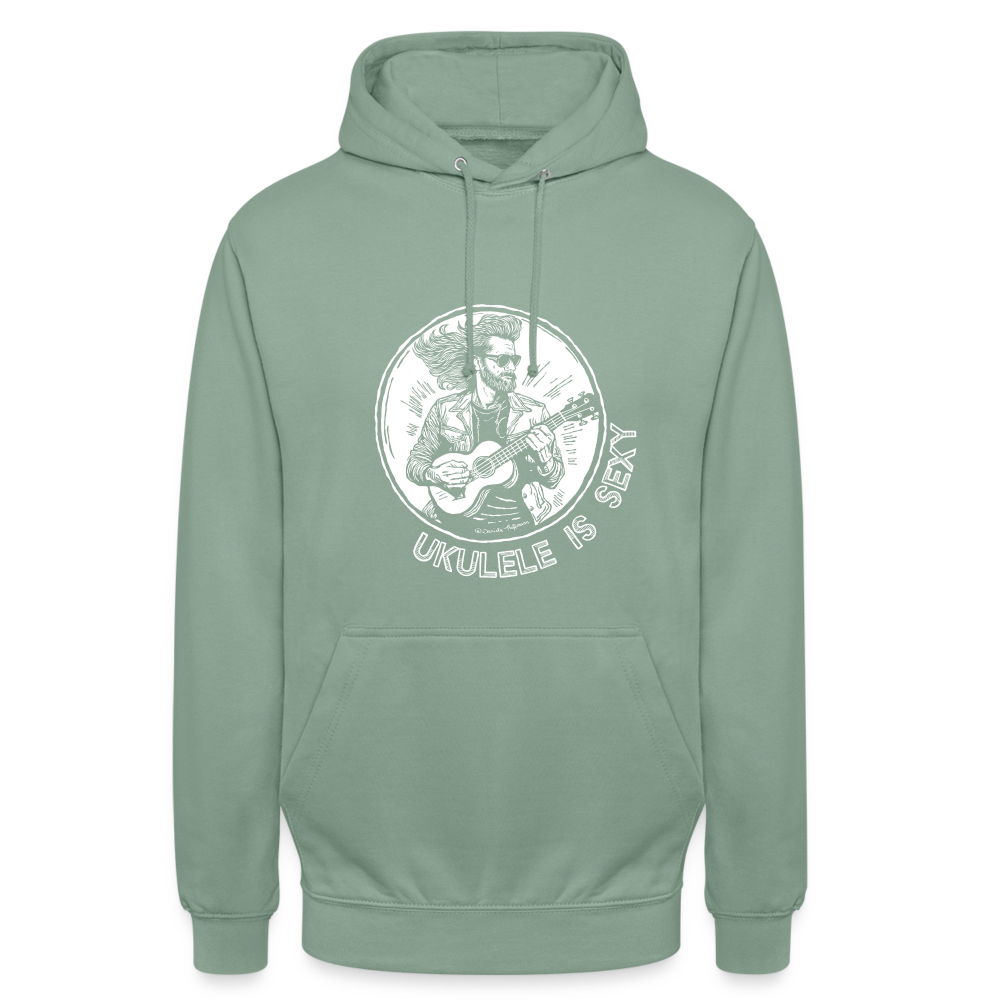 Ukulele Unisex Hoodie - "Ukulele is sexy" - Graugrün
