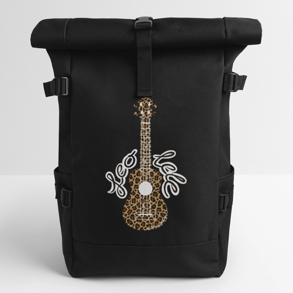 Ukulele Rolltop Rucksack "Leo-lele" - Schwarz