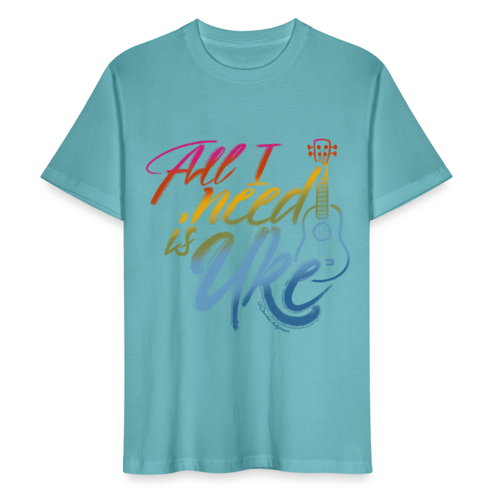 Ukulele T-Shirt Unisex - "All I need is Uke" - Pastelltürkis