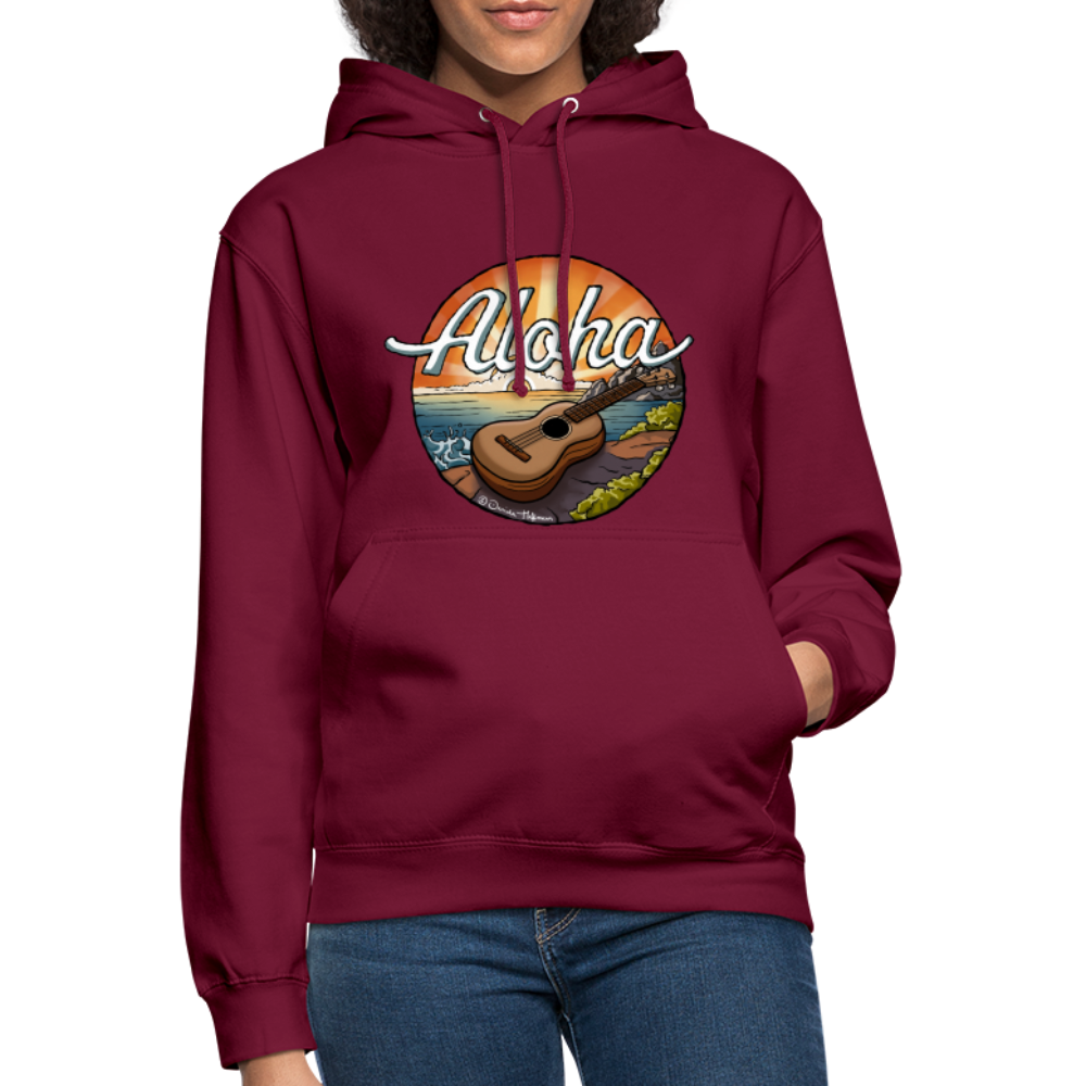 Ukulele Unisex Hoodie - "Aloha" - Bordeaux