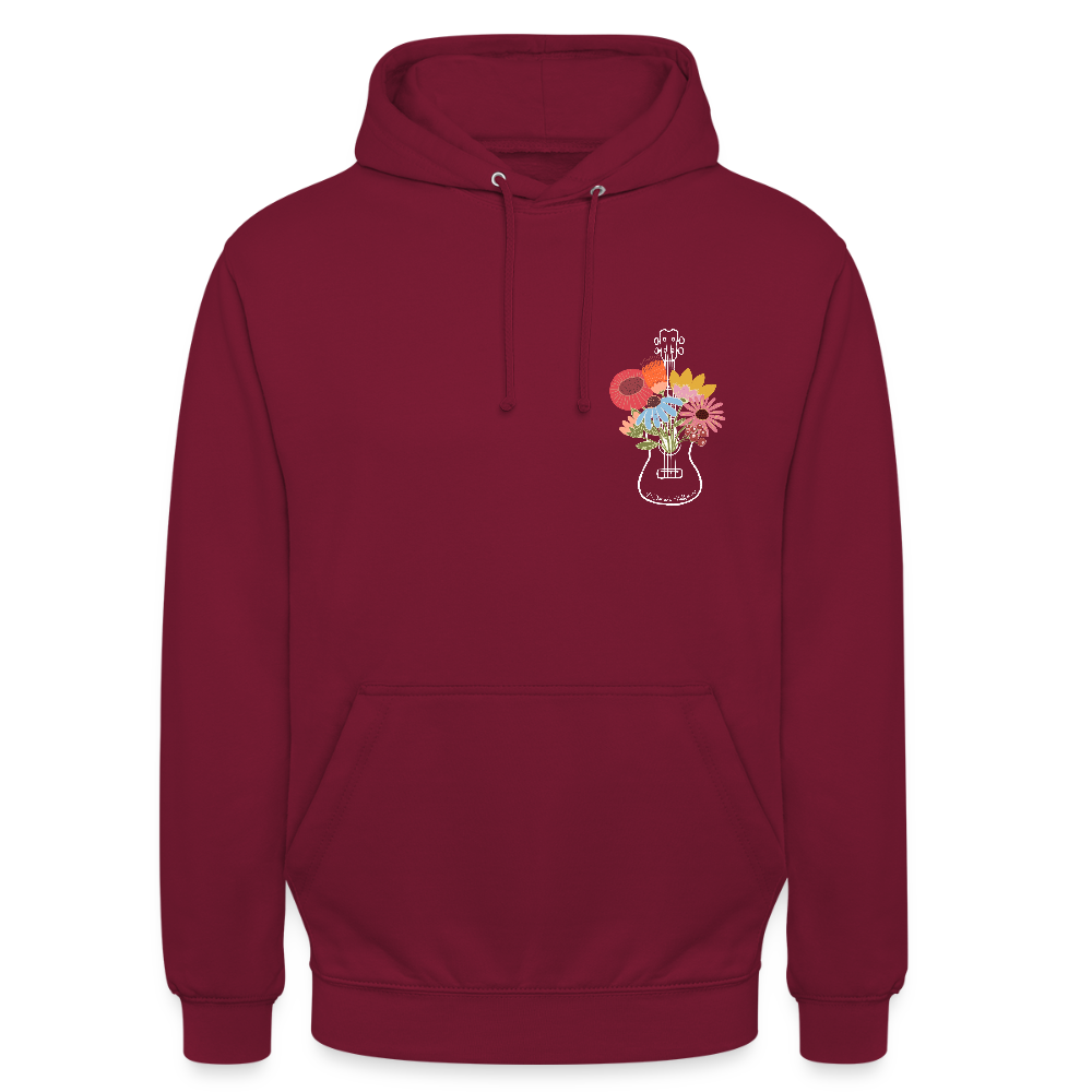 Ukulele Unisex Hoodie - "Flower Power" - Bordeaux