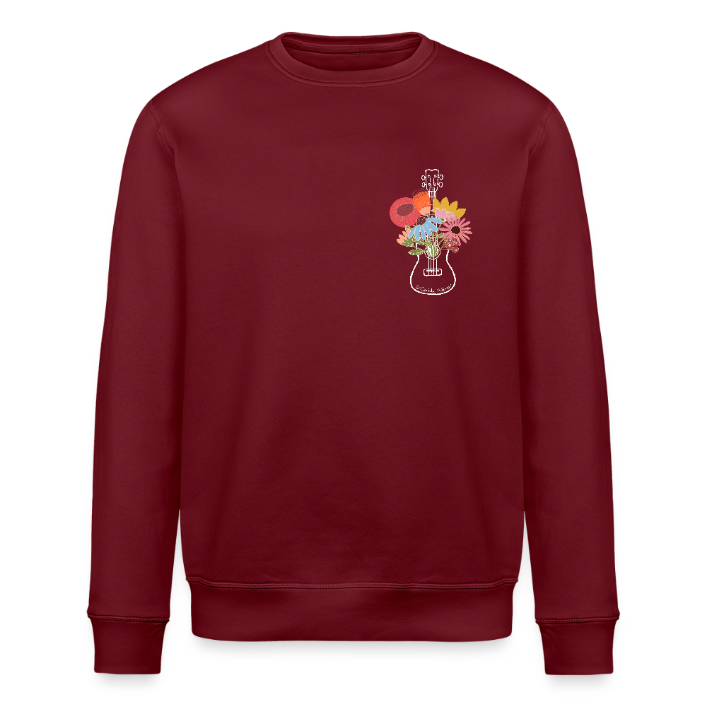 Ukulele-Sweatshirt - "Flower Power" - Burgunderrot