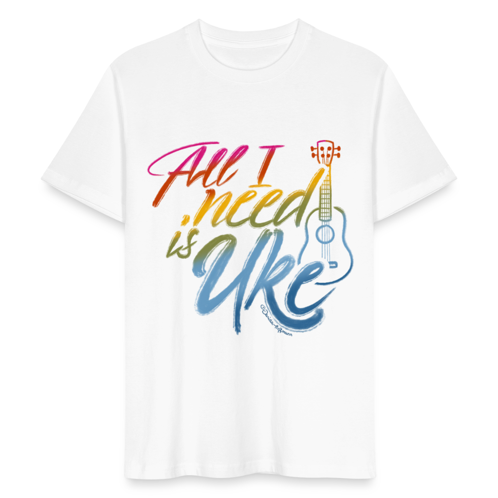 Ukulele T-Shirt Unisex - "All I need is Uke" - Weiß