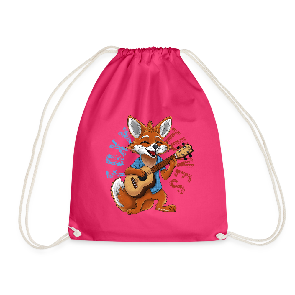 Ukulele Turnbeutel - Ukulele-Fuchs - handgezeichnetes Design - Fuchsia