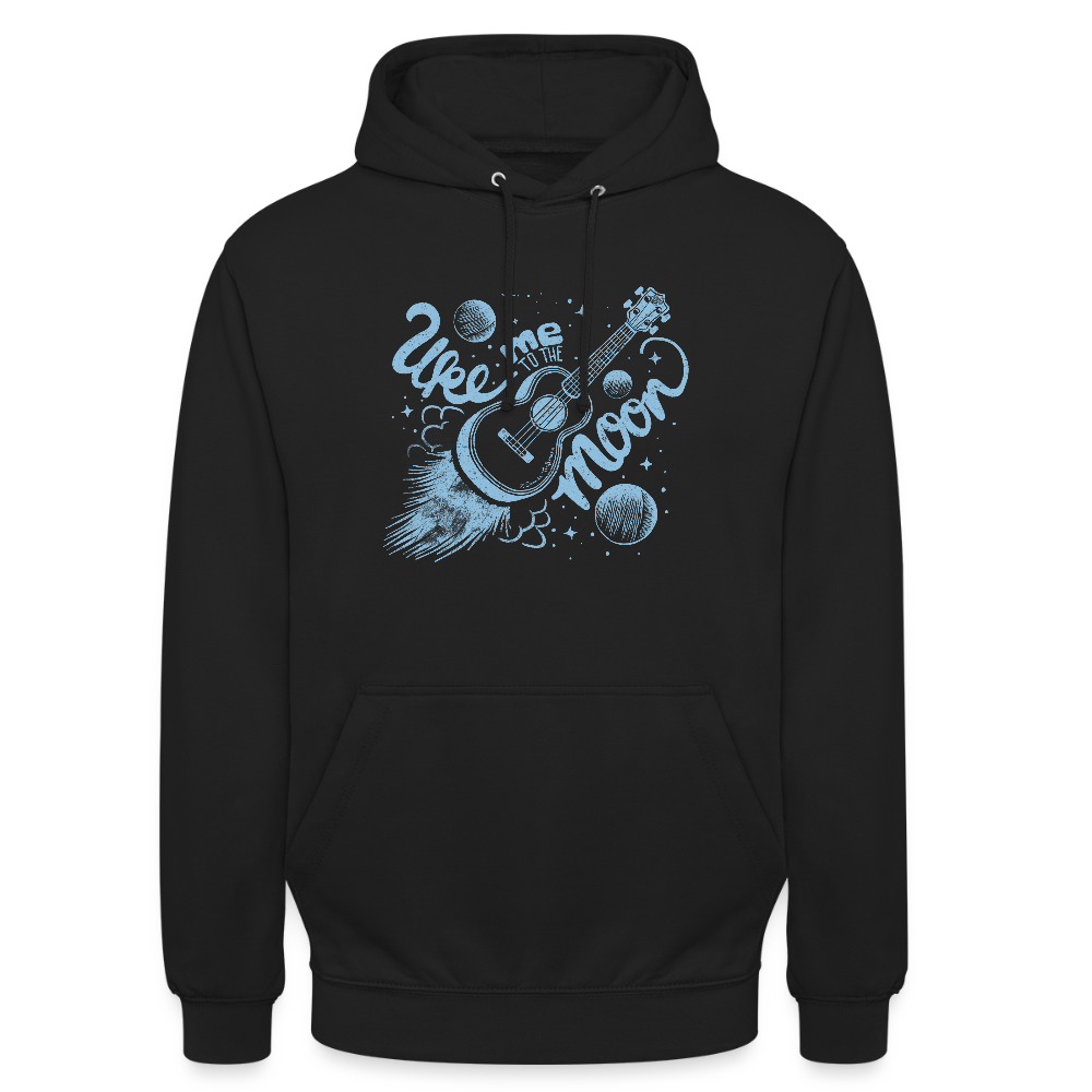 Ukulele Unisex Hoodie - "Uke me to the moon" - Schwarz