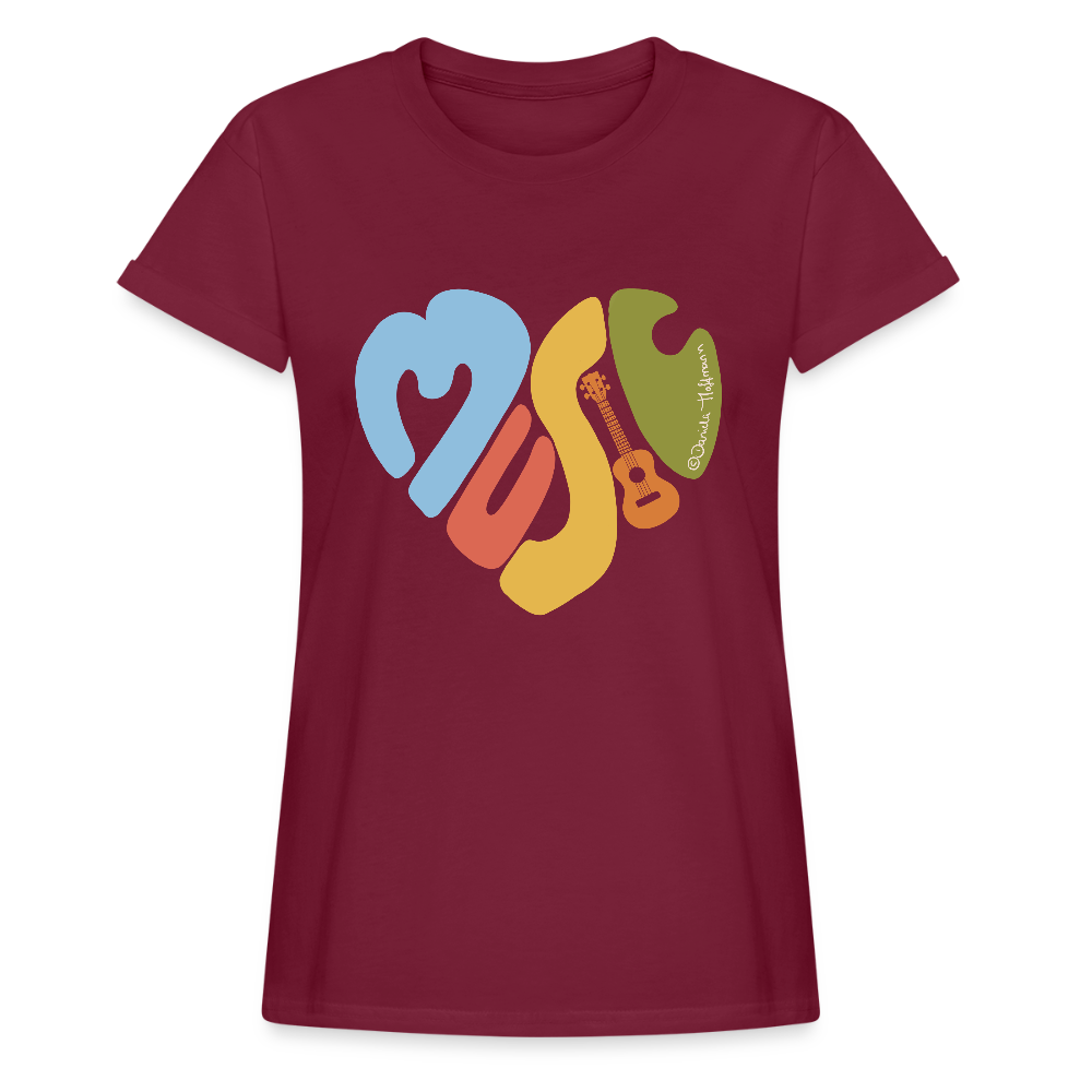 Ukulele Damen T-Shirt - "Music love" - Bordeaux