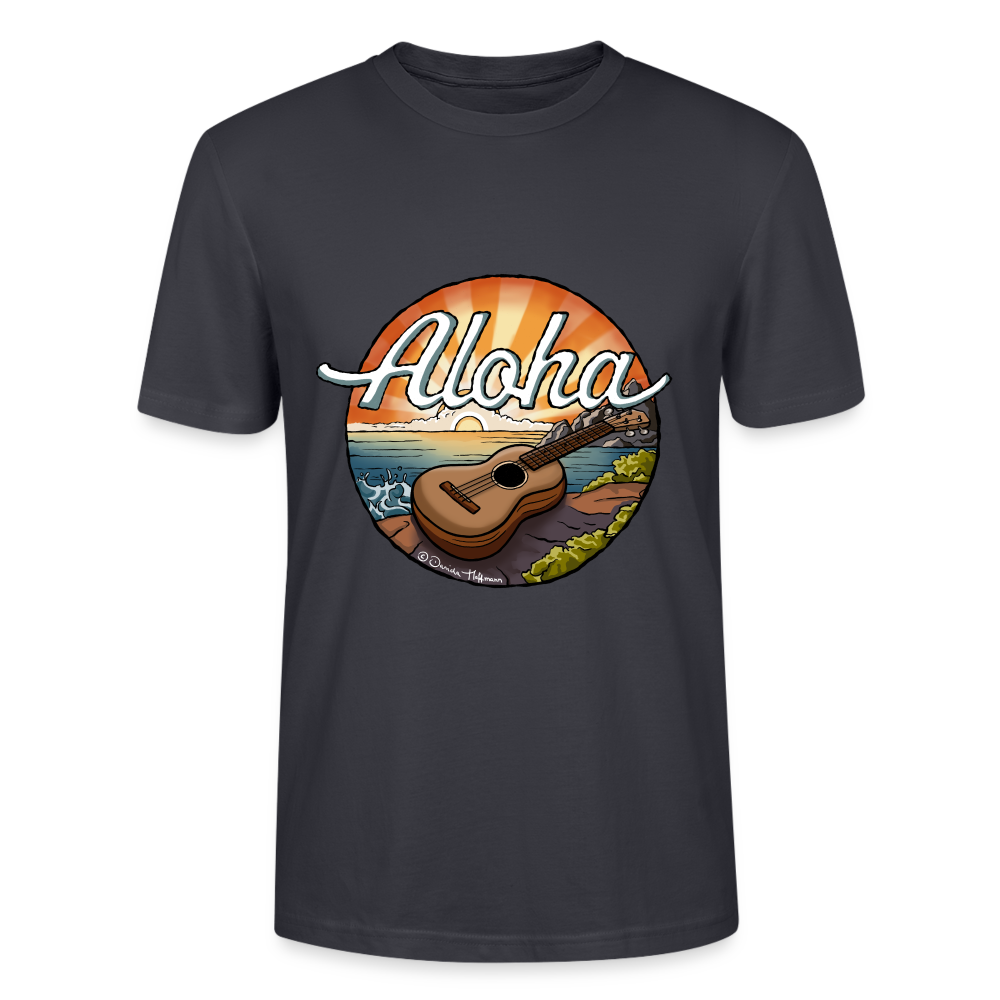 Ukulele T-Shirt Unisex - "Aloha" - Dunkles Graublau