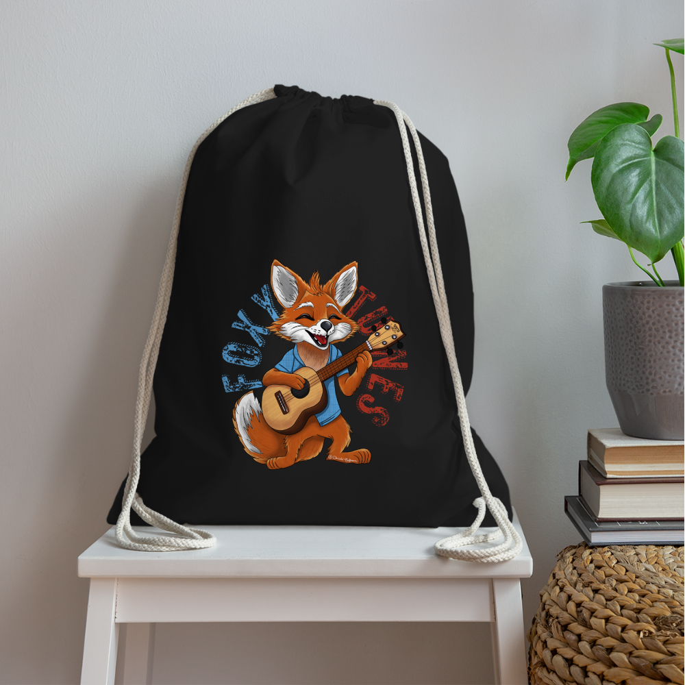 Ukulele Turnbeutel - Ukulele-Fuchs - handgezeichnetes Design - Schwarz