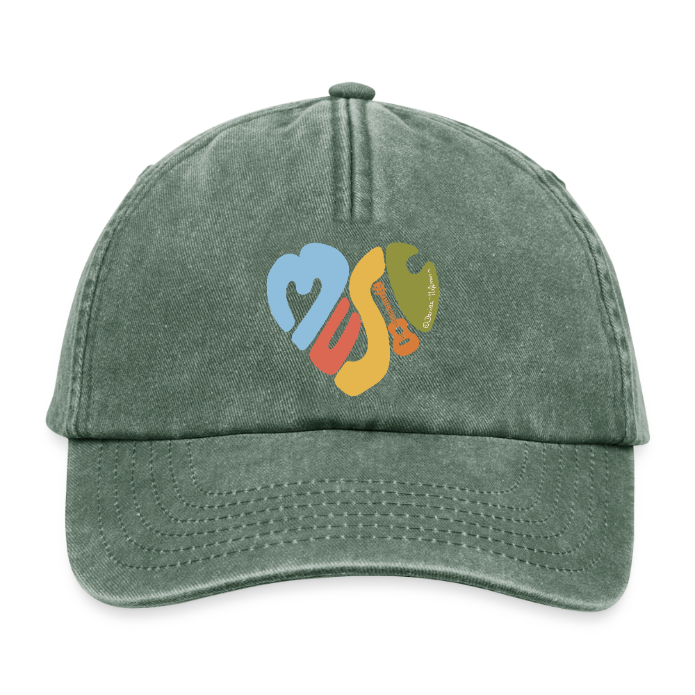 Vintage Cap - "Music Love" - Vintage Flaschengrün