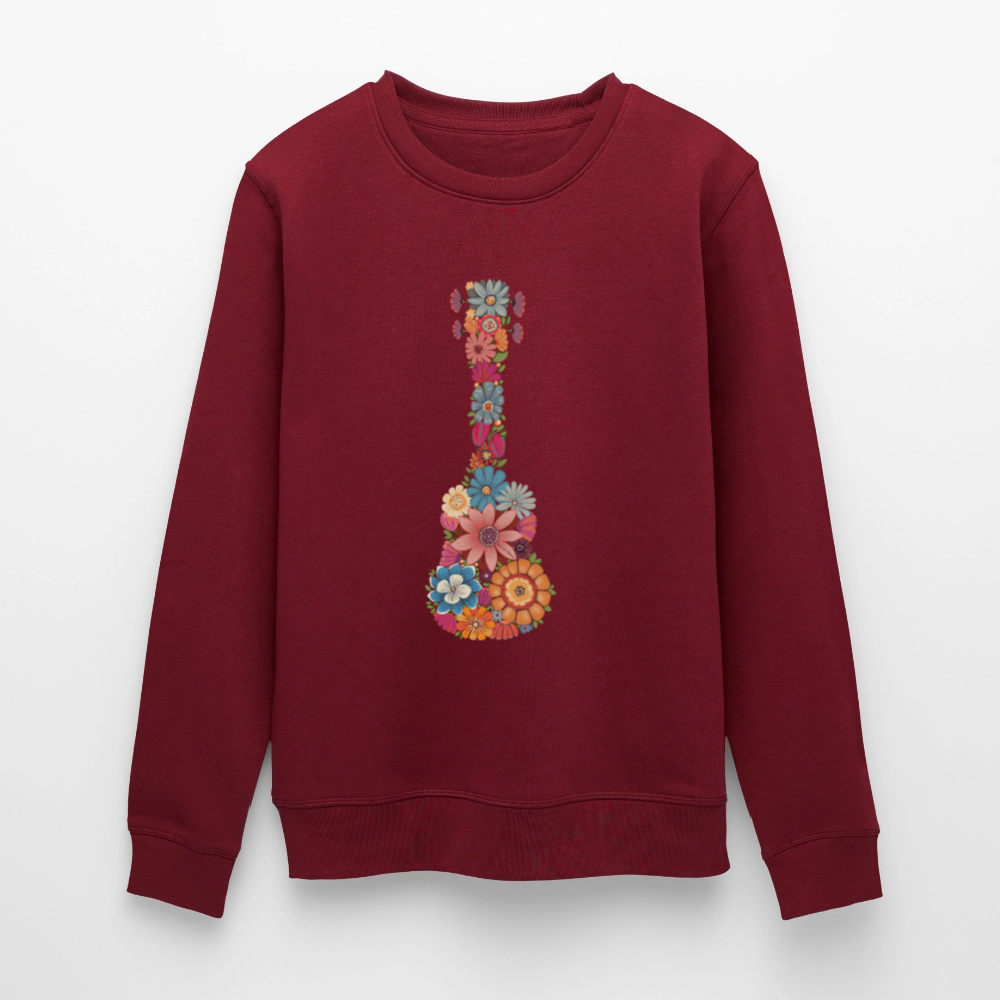 Ukulele-Sweatshirt - "Blüten-Ukulele" - Burgunderrot