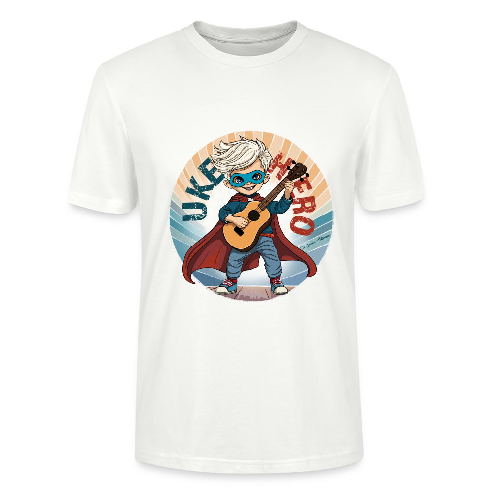 Ukulele T-Shirt Unisex - "UKE-Hero" - Weiß