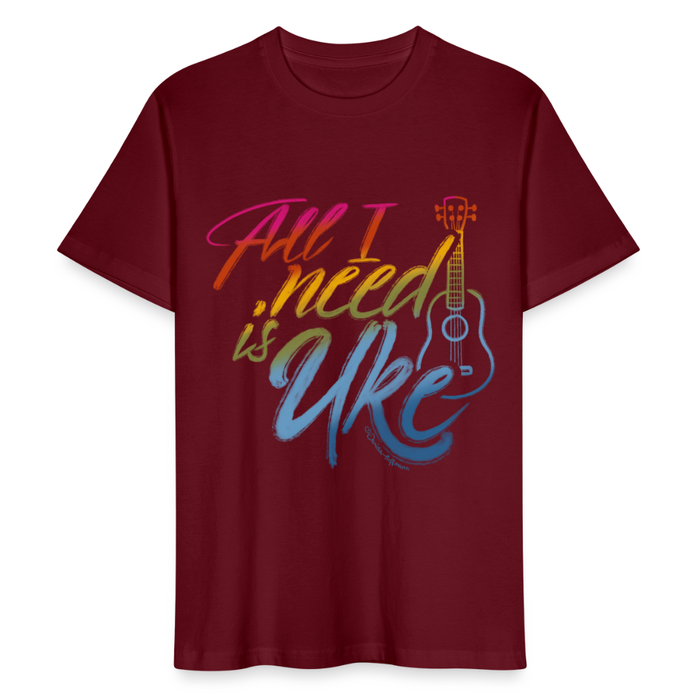 Ukulele T-Shirt Unisex - "All I need is Uke" - Burgunderrot