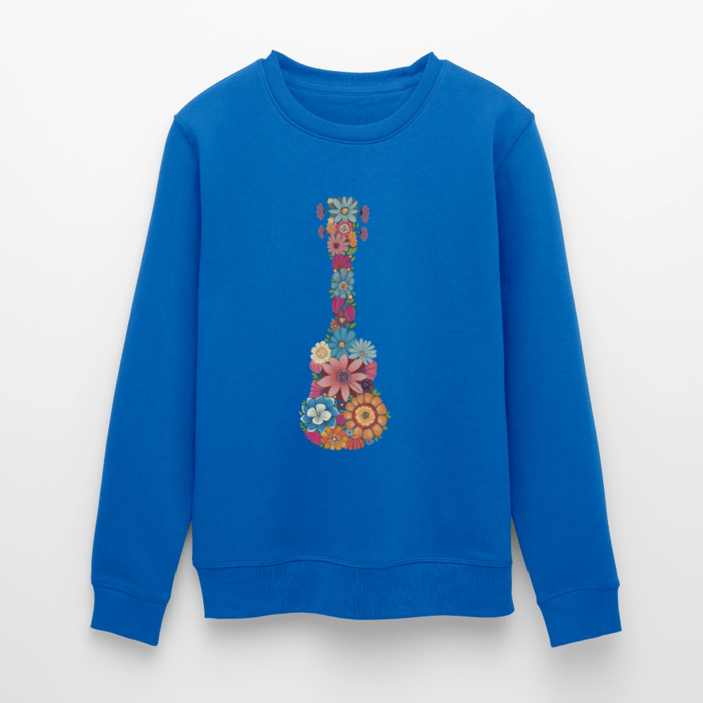 Ukulele-Sweatshirt - "Blüten-Ukulele" - Königsblau