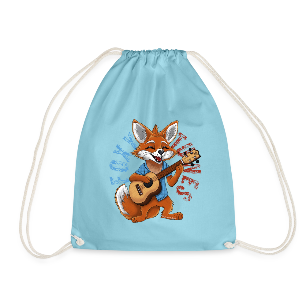 Ukulele Turnbeutel - Ukulele-Fuchs - handgezeichnetes Design - Aqua
