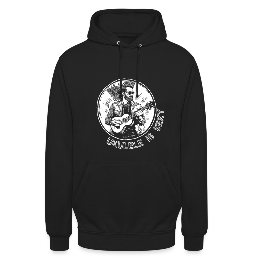 Ukulele Unisex Hoodie - "Ukulele is sexy" - Schwarz