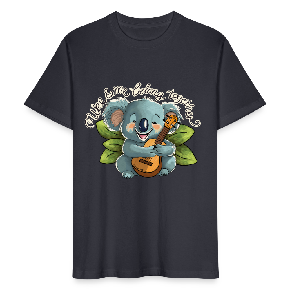 Ukulele T-Shirt Unisex - Uke & me belong together - handgezeichnetes Design - NEU - Dunkles Graublau