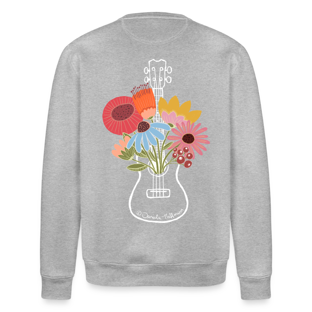 Ukulele-Sweatshirt - "Flower Power" - Grau meliert