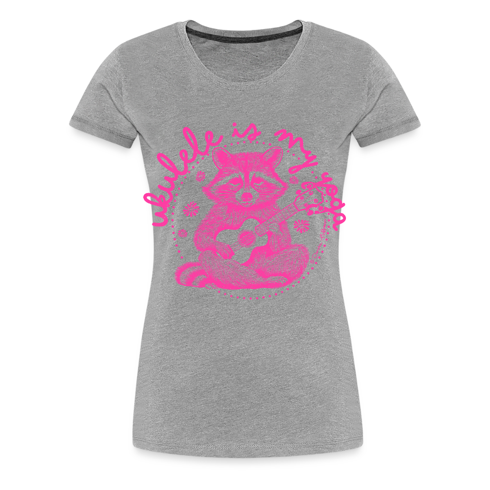 Damen Premium T-Shirt - "Ukulele is my yoga" - Grau meliert
