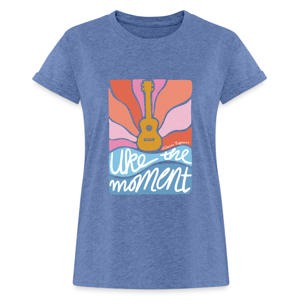 Ukulele Damen T-Shirt - "Uke the moment" - Denim meliert