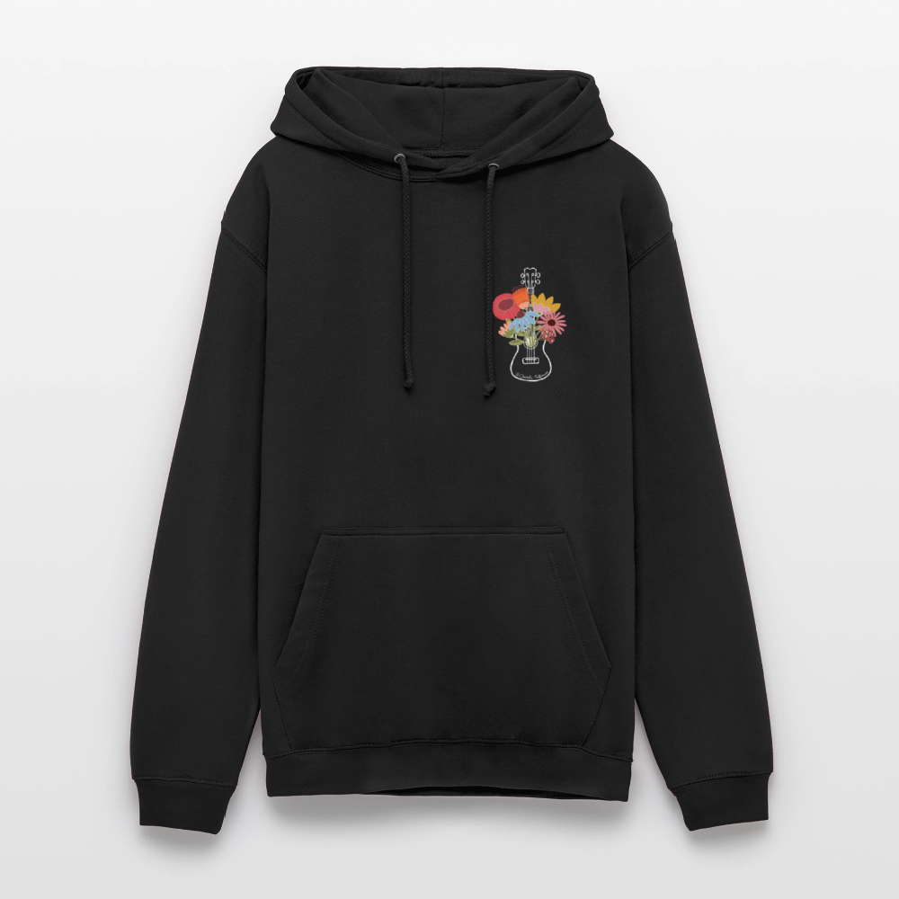 Ukulele Unisex Hoodie - "Flower Power" - Schwarz